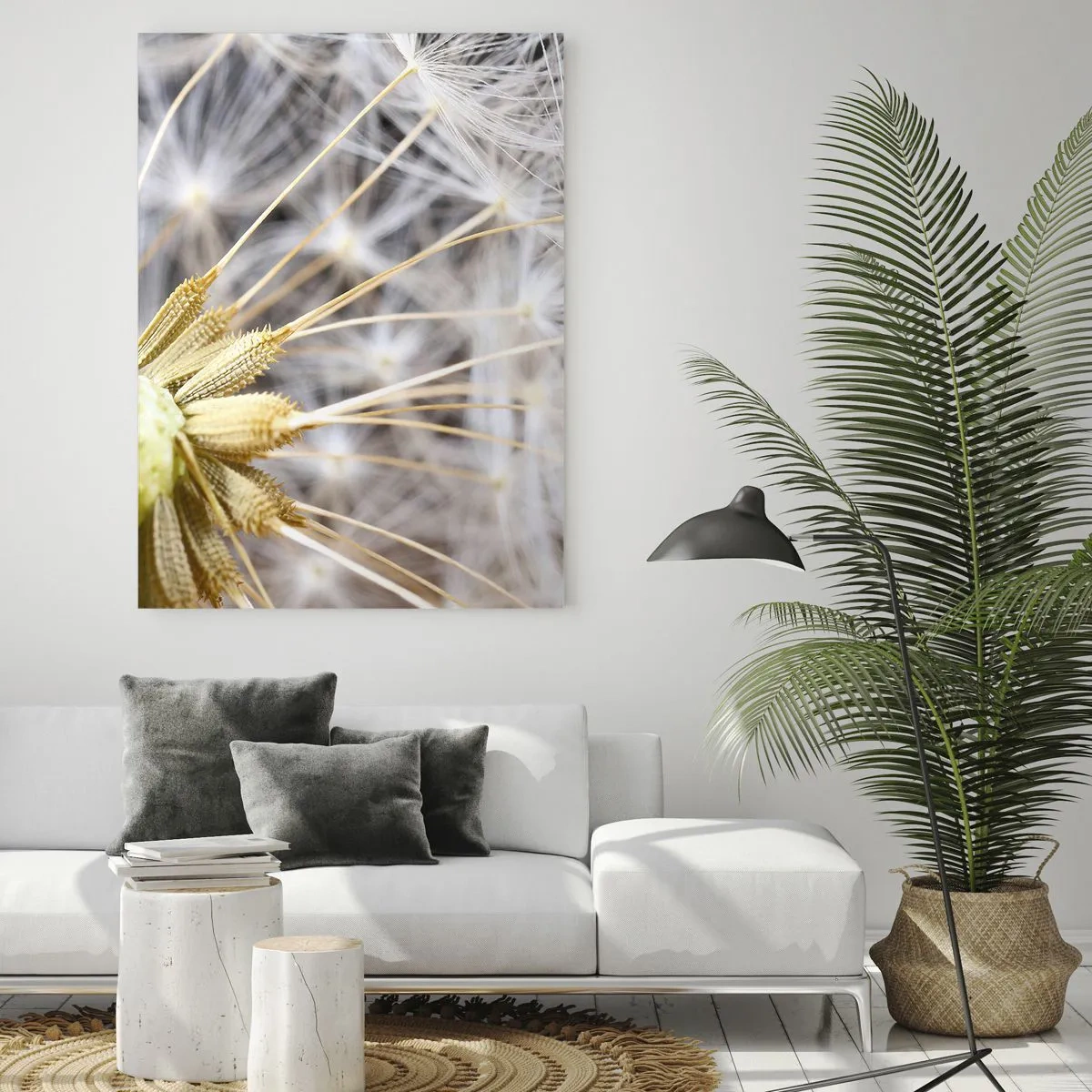 Impression sur verre - Image sur verre - Gros plan d'un pissenlit aux graines délicates - 50x70cm - Juste avant le départ - Décoration murale moderne pour le salon et la chambre ARTTOR
