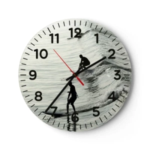 Horloge murale - Pendule murale - A la rencontre de la vague - 30x30 cm