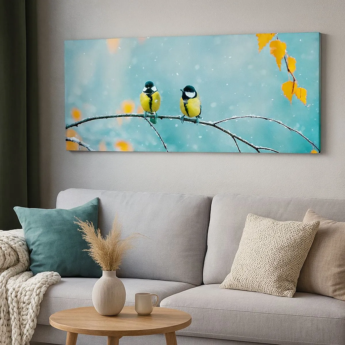 Impression sur toile - Image sur toile - Potins d'oiseaux - 100x40 cm