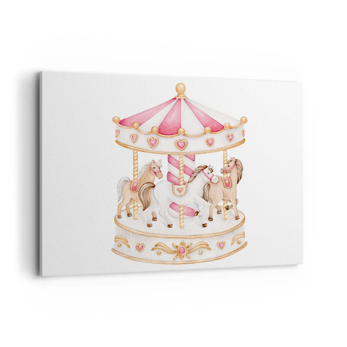 Impression sur toile - Image sur toile - Carrousel vintage coloré avec des chevaux - 100x70cm - Le doux monde de l'enfance - Décoration murale moderne pour le salon et la chambre ARTTOR