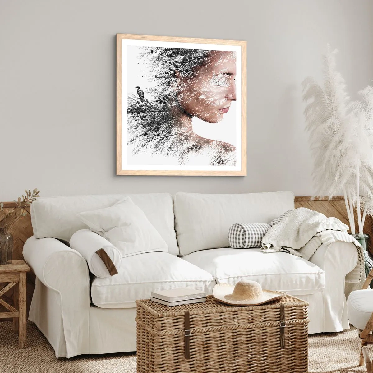 Affiche dans un chêne clair - Poster - L'âme de la forêt - 40x40 cm