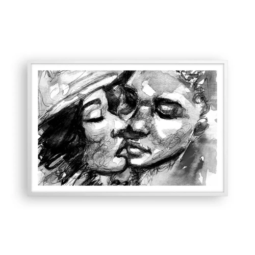 Affiche dans un cadre blanc - Poster - Un moment tendre - 91x61 cm
