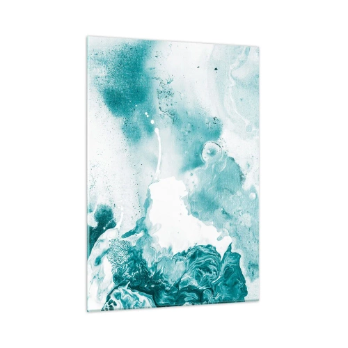 Impression sur verre - Image sur verre - Bassins abstraits de bleu sur un fond de verre - 50x70cm - Marécage bleu - Décoration murale moderne pour le salon et la chambre ARTTOR