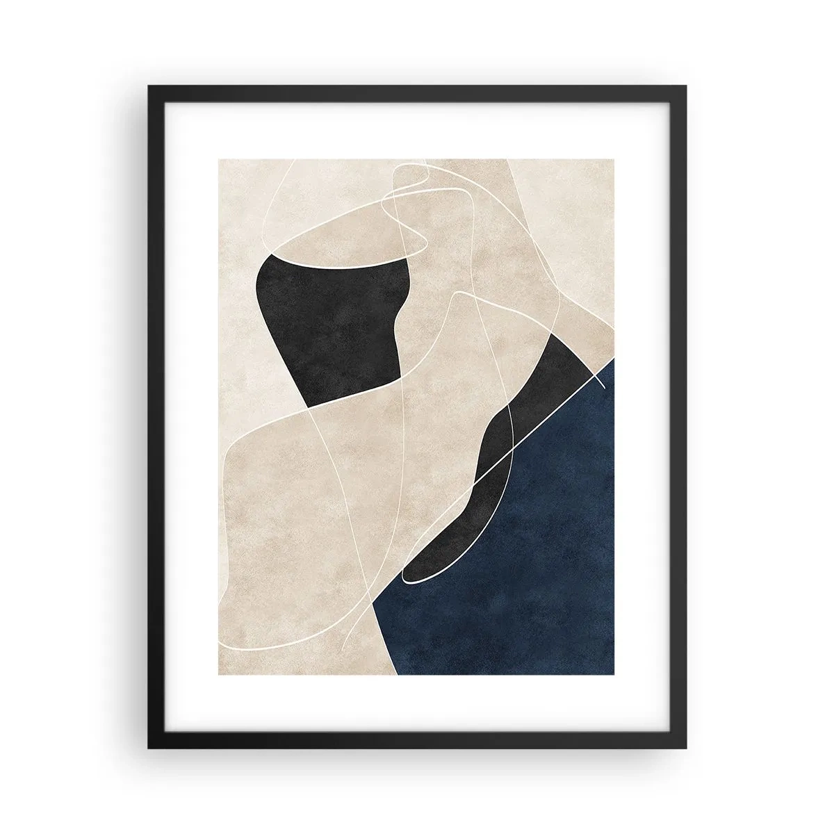 Affiche dans un cadre noir - Poster - Composition abstraite - contraste de couleurs - 40x50 cm