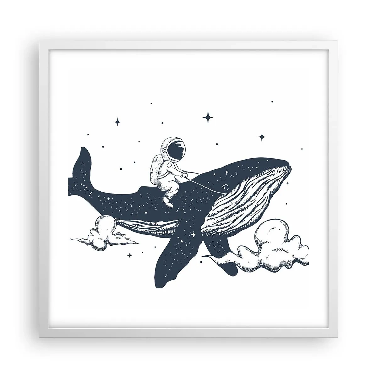Affiche dans un cadre blanc - Poster - Aventure spatiale - 50x50 cm