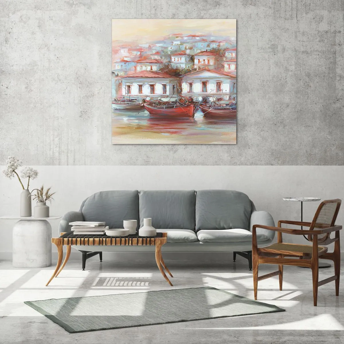 Impression sur verre - Image sur verre - Petite ville heureuse - 60x60 cm