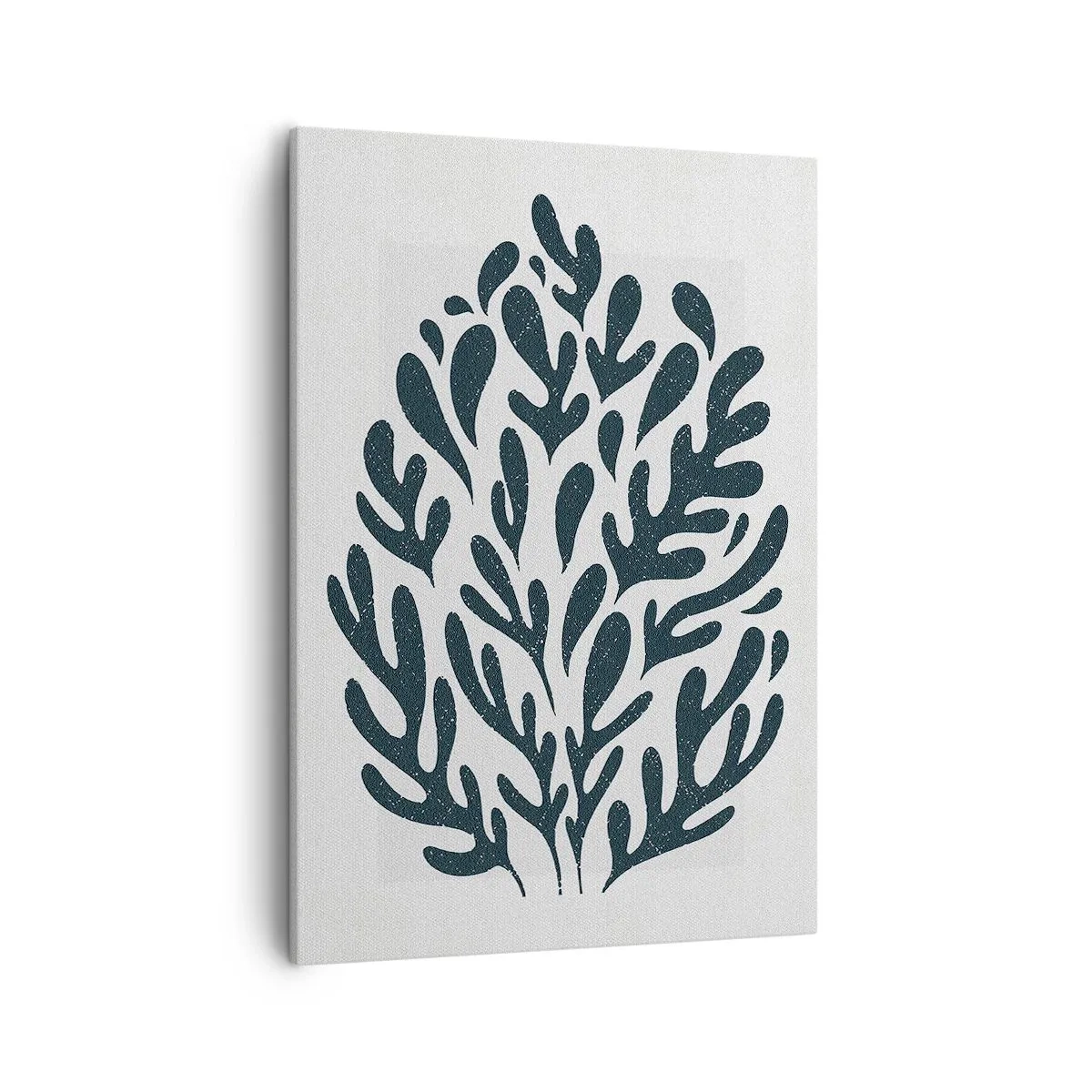 Impression sur toile - Image sur toile - Motif de feuille abstrait sombre sur fond clair - 50x70cm - Formes de la nature - Décoration murale moderne pour le salon et la chambre ARTTOR