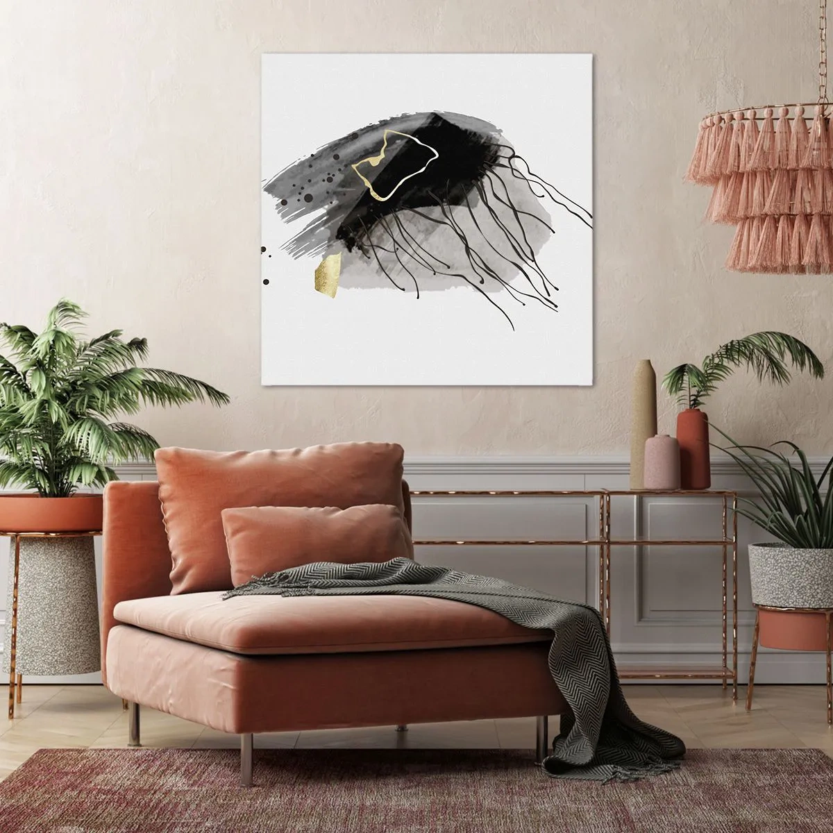 Impression sur toile - Image sur toile - En noir et en or - 40x40 cm