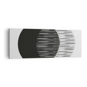 Impression sur toile - Image sur toile - Deux cercles superposés avec des lignes noires et blanches - 140x50cm - Son alter ego - Décoration murale moderne pour le salon et la chambre ARTTOR