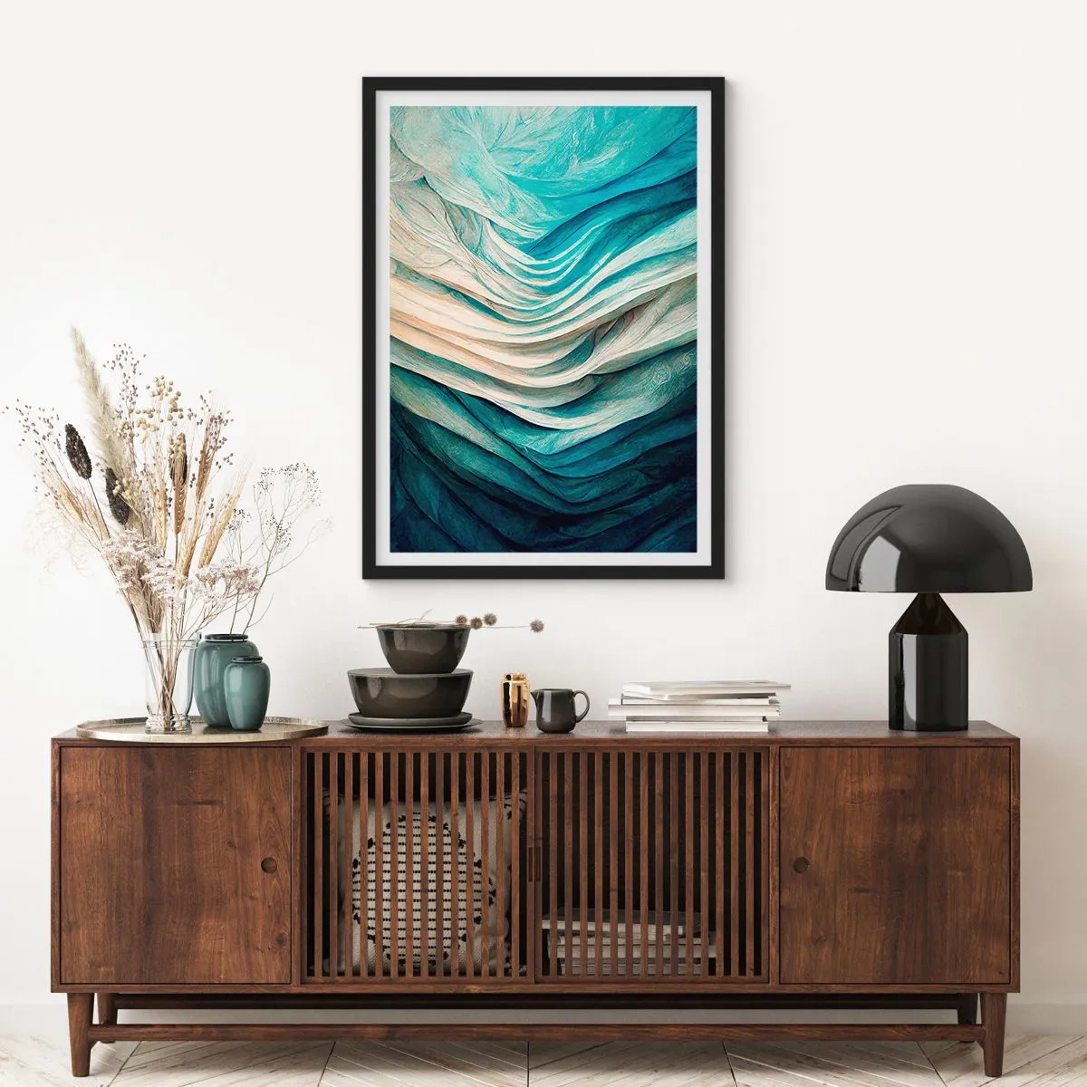 Affiche dans un cadre noir - Poster - Insatiabilité bleue - 61x91 cm