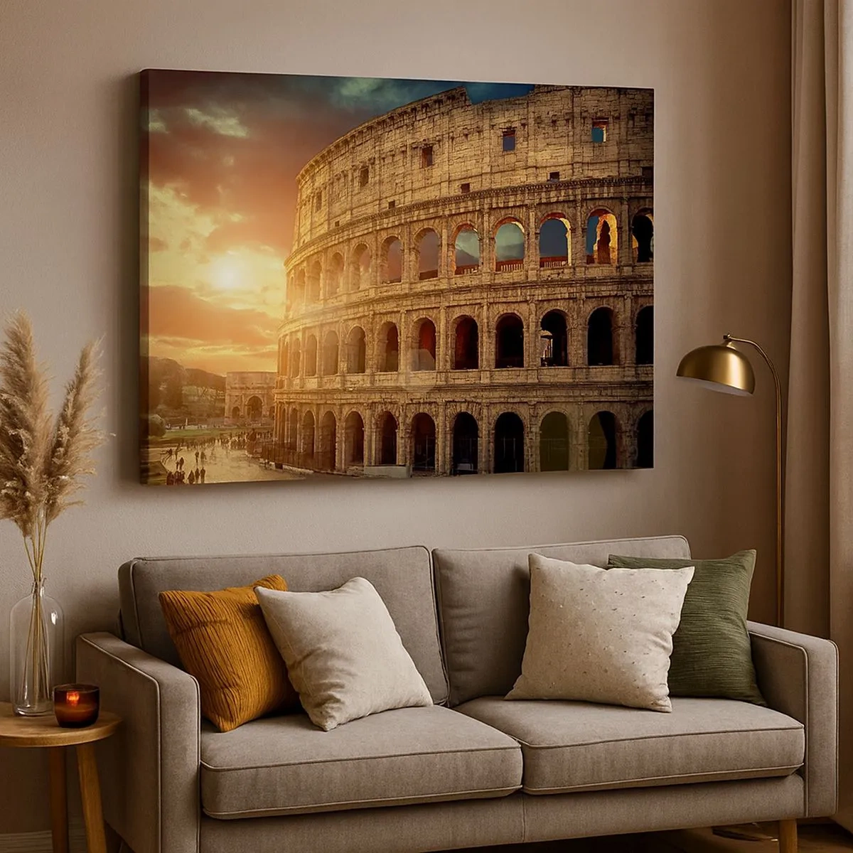Impression sur toile - Image sur toile - Le Colisée de Rome au coucher du soleil - 70x50cm - Une impression colossale - Décoration murale moderne pour le salon et la chambre ARTTOR