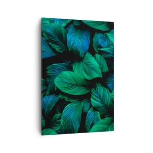 Impression sur toile - Image sur toile - Feuilles vertes dans un style minimaliste - 70x100cm - Dans la foule verte - Décoration murale moderne pour le salon et la chambre ARTTOR