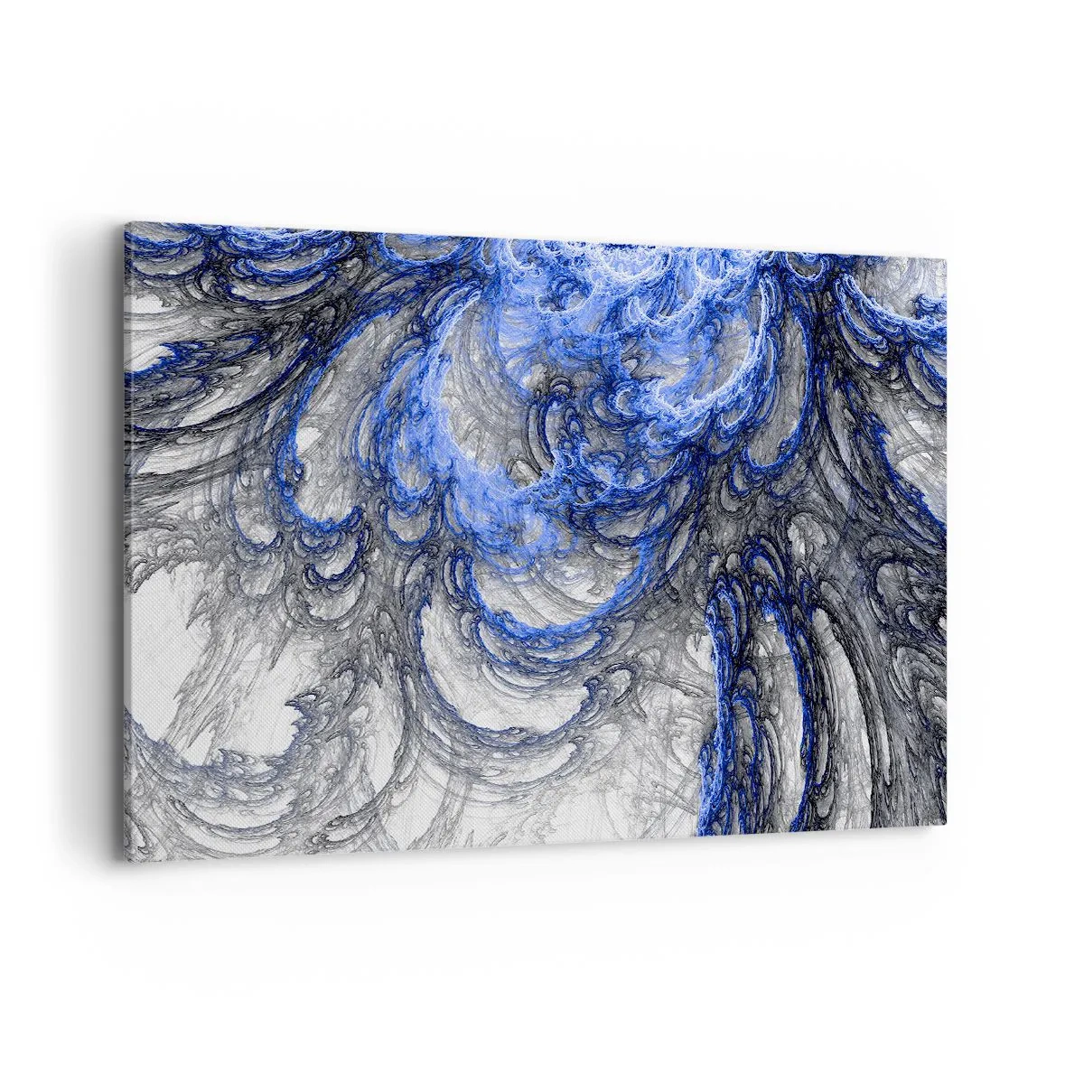 Impression sur toile - Image sur toile - Vagues abstraites dans des tons de bleu et de gris - 120x80cm - La naissance d'une vague - Décoration murale moderne pour le salon et la chambre ARTTOR