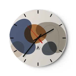 Horloge murale - Pendule murale - Taches colorées dans les tons de bleu, marron et gris - 30x30cm - Gouttes de couleur - Décoration murale moderne pour le salon, la cuisine et la chambre ARTTOR