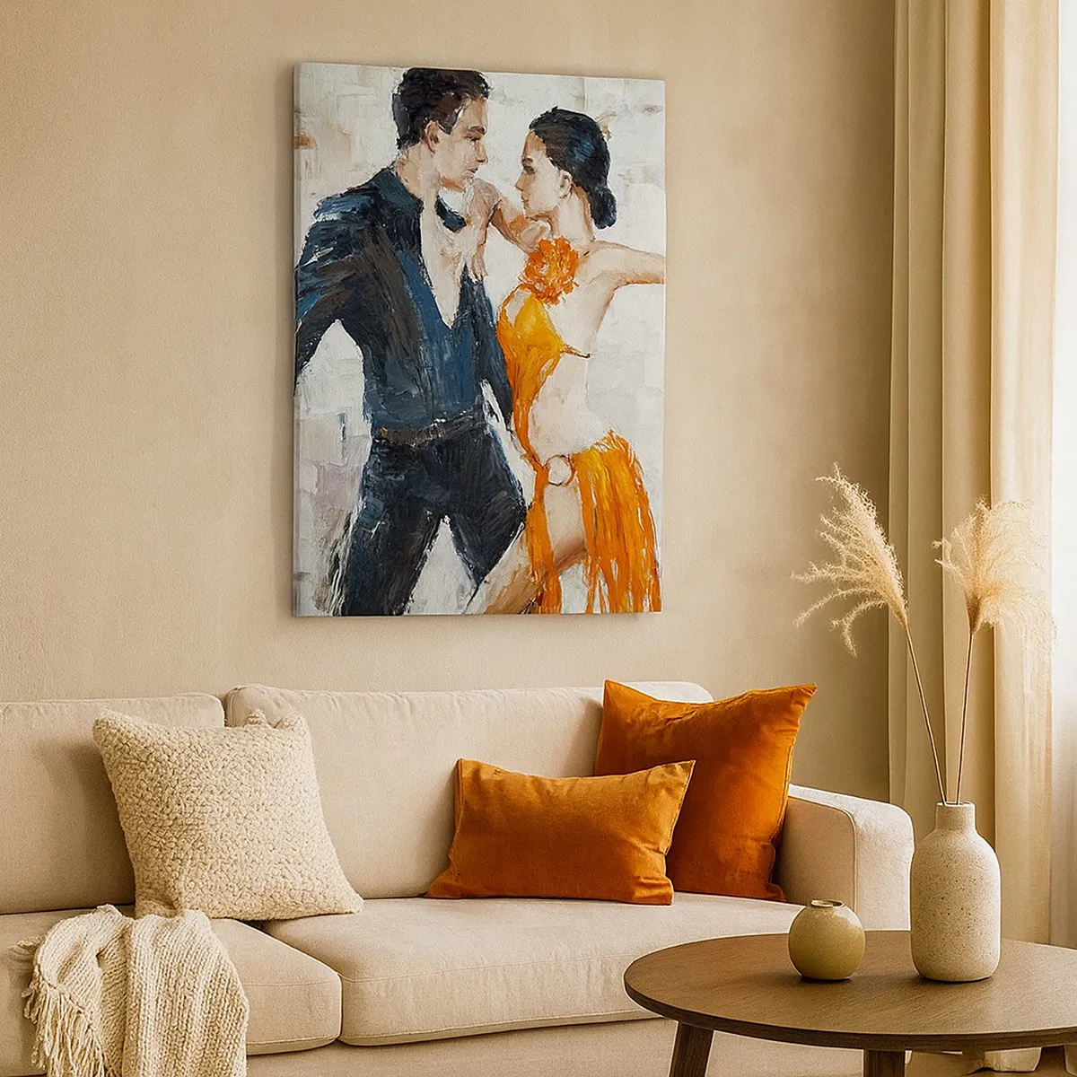 Impression sur toile - Image sur toile - Un couple dynamique dansant dans un style latino-américain. - 50x70cm - Dirty dancing - Décoration murale moderne pour le salon et la chambre ARTTOR