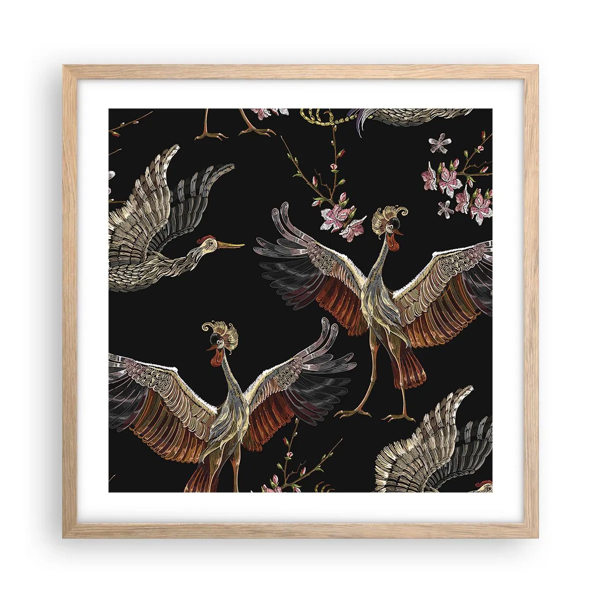 Affiche dans un chêne clair - Poster - Un oiseau de conte de fées - 50x50 cm