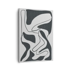 Impression sur toile - Image sur toile - Abstraction en noir et blanc avec des formes organiques - 50x70cm - Amusement de labyrinthe abstrait - Décoration murale moderne pour le salon et la chambre ARTTOR