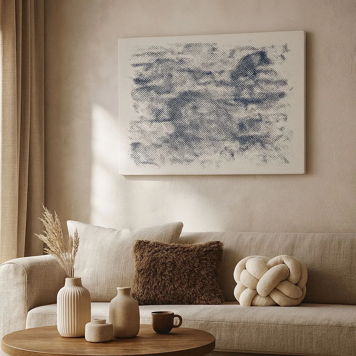 Impression sur toile - Image sur toile - Composition brumeuse abstraite dans des tons de gris - 70x50cm - Composition brumeuse - Décoration murale moderne pour le salon et la chambre ARTTOR