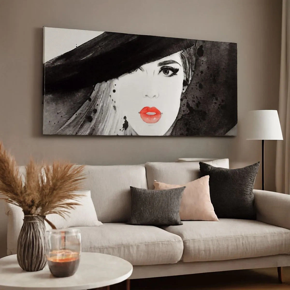 Impression sur toile - Image sur toile - Dame en noir - 100x40 cm