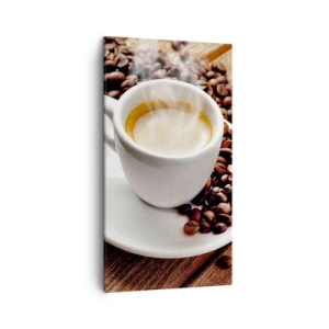 Impression sur toile - Image sur toile - Café sur un banc - 45x80 cm