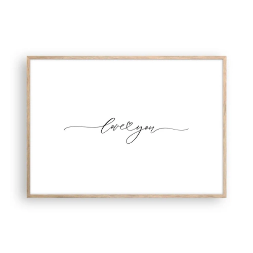 Affiche dans un chêne clair - Poster - Noir sur blanc - 100x70 cm