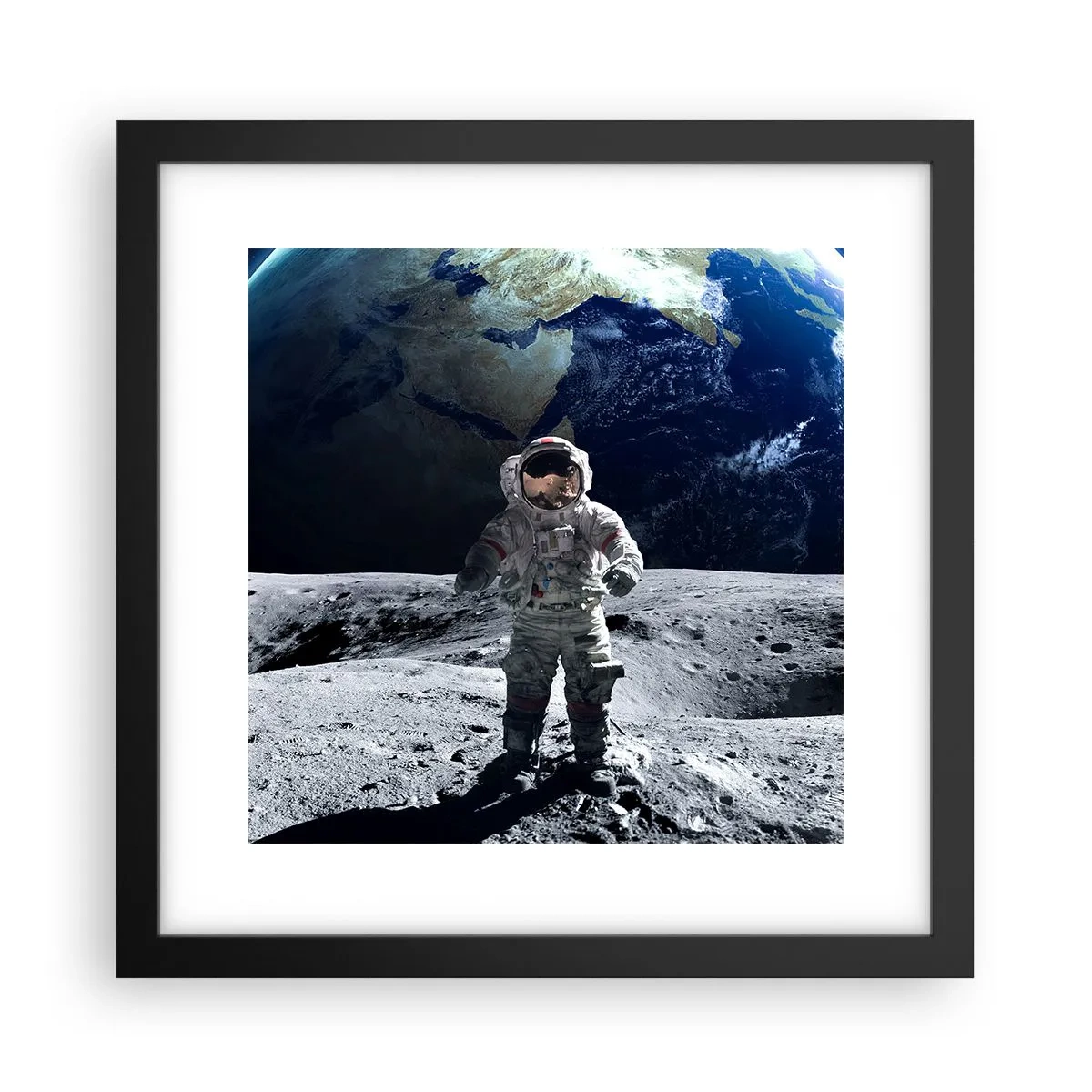 Affiche dans un cadre noir - Poster - Salutations de la lune - 30x30 cm