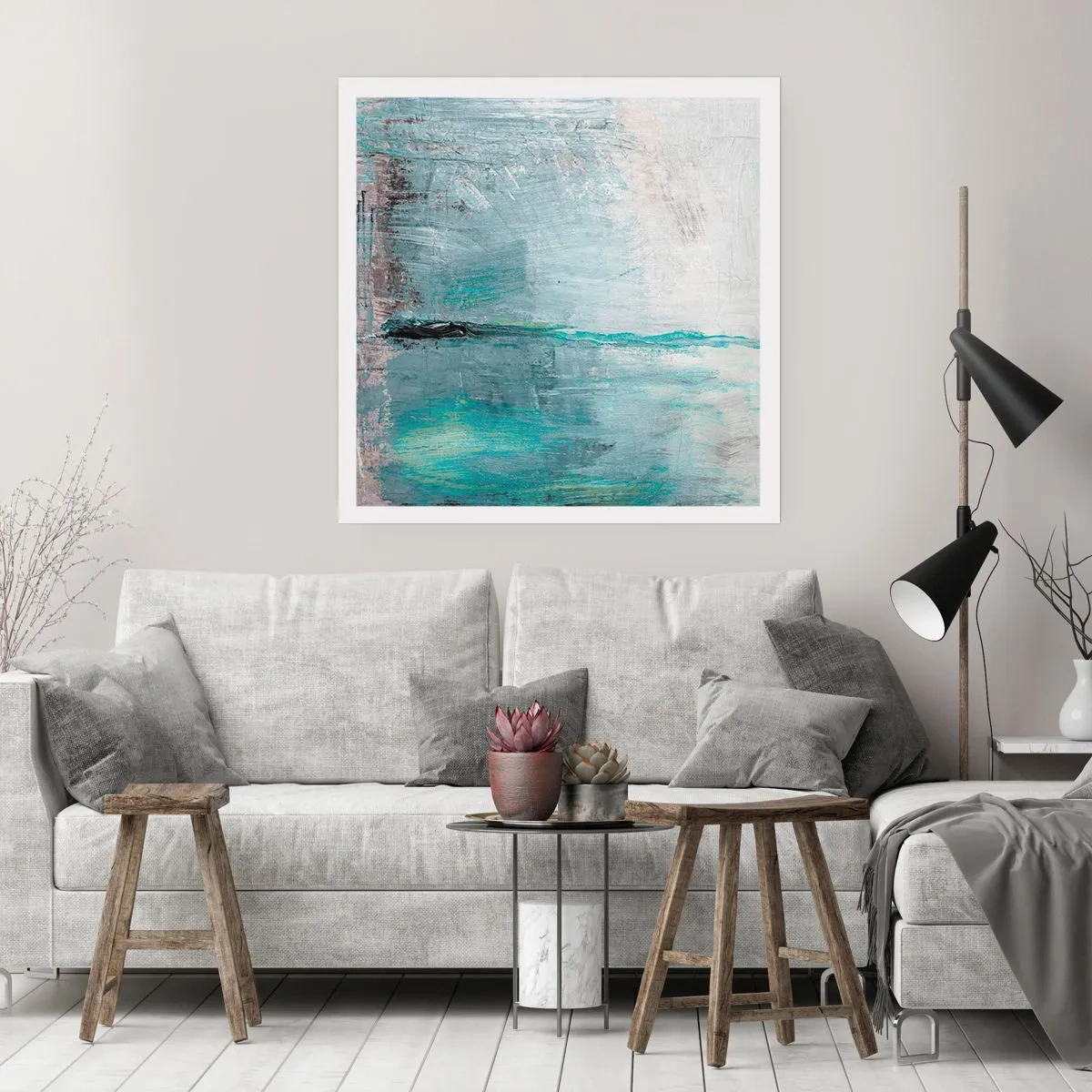 Affiche - Poster - Horizontalement en bleu - 30x30 cm