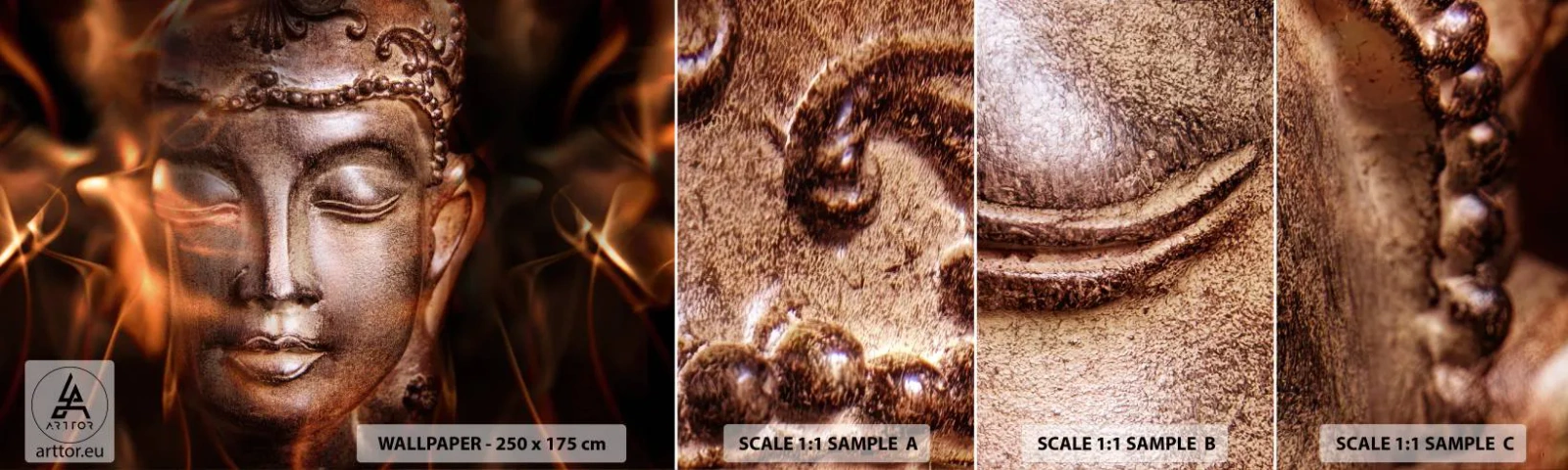 Échantillon De Papier Peint Standard Eco - Il n'existe qu'ici et maintenant - Bouddha, Religion, Asie - 100x30 cm