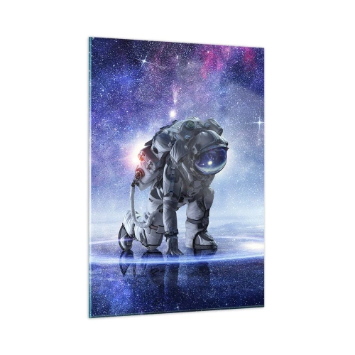 Impression sur verre - Image sur verre - Astronaute dans l'espace contre le ciel étoilé - 50x70cm - Le ciel étoilé au dessus de moi - Décoration murale moderne pour le salon et la chambre ARTTOR
