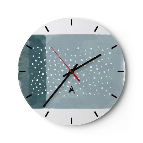Horloge murale - Pendule murale - Une composition moderne avec des points sur un fond de nuances de bleu - 30x30cm - Évolution de bleus - Décoration murale moderne pour le salon, la cuisine et la chambre ARTTOR