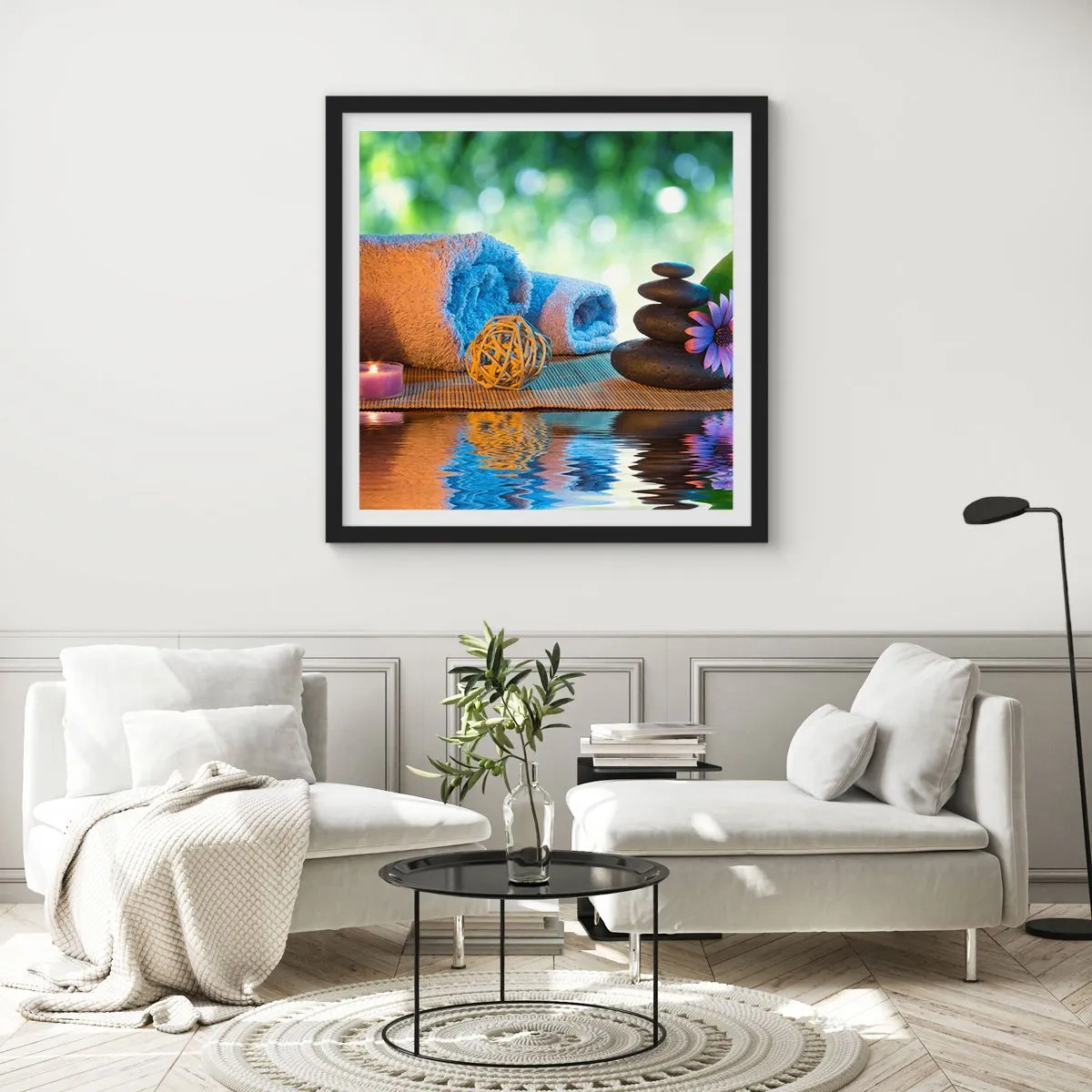 Affiche dans un cadre noir - Poster - Temps pour le corps - 60x60 cm