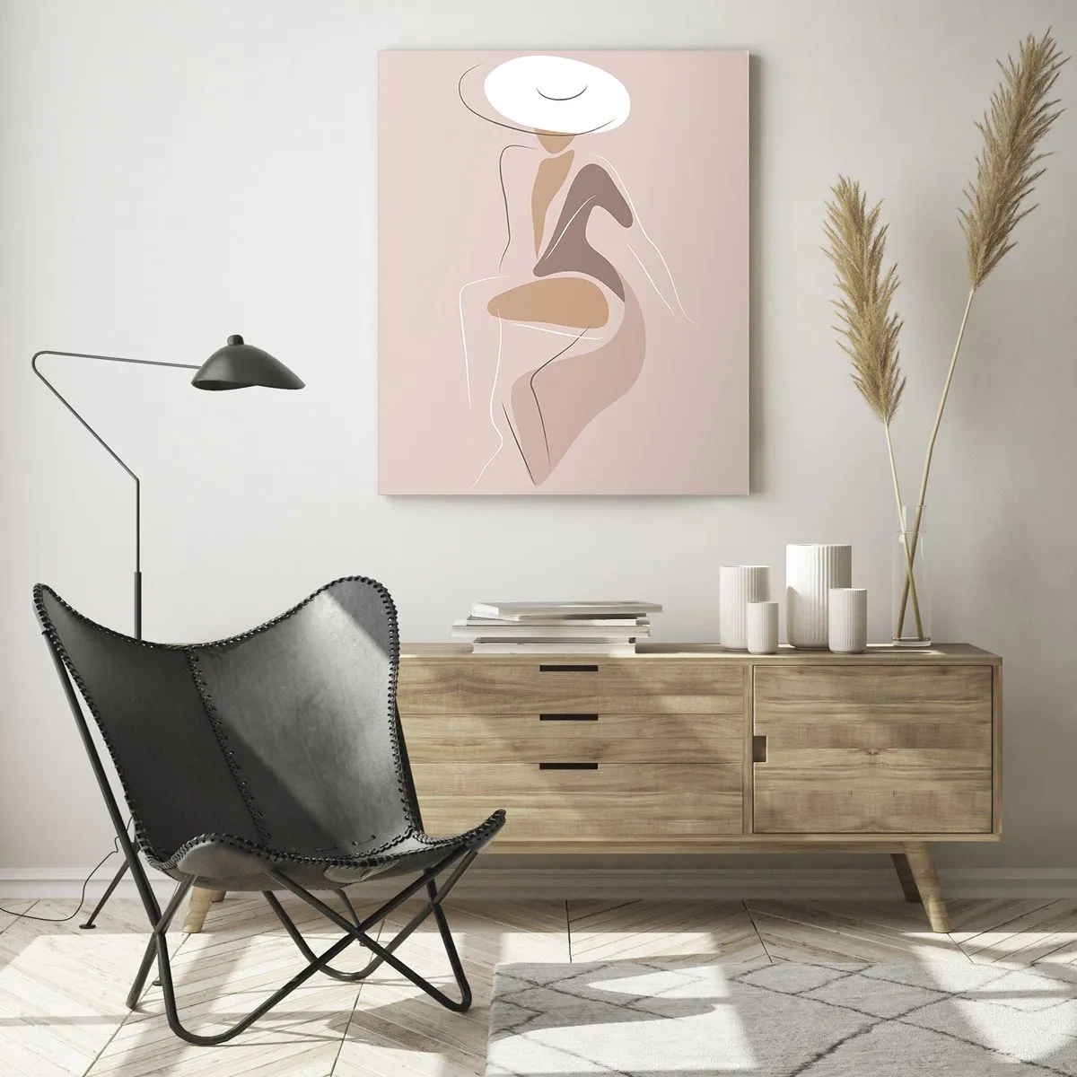 Impression sur verre - Image sur verre - Silhouette minimaliste d'une femme portant un chapeau - 80x120cm - Être une dame - Décoration murale moderne pour le salon et la chambre ARTTOR