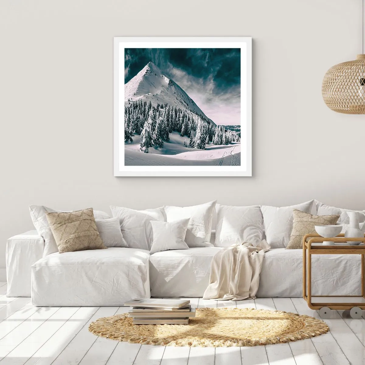 Affiche dans un cadre blanc - Poster - Le pays de la neige et de la glace - 50x50 cm