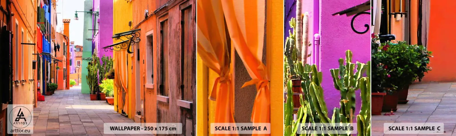 Échantillon De Papier Peint Standard Eco - Allée arc-en-ciel - Ville, Venise, Architecture - 100x30 cm