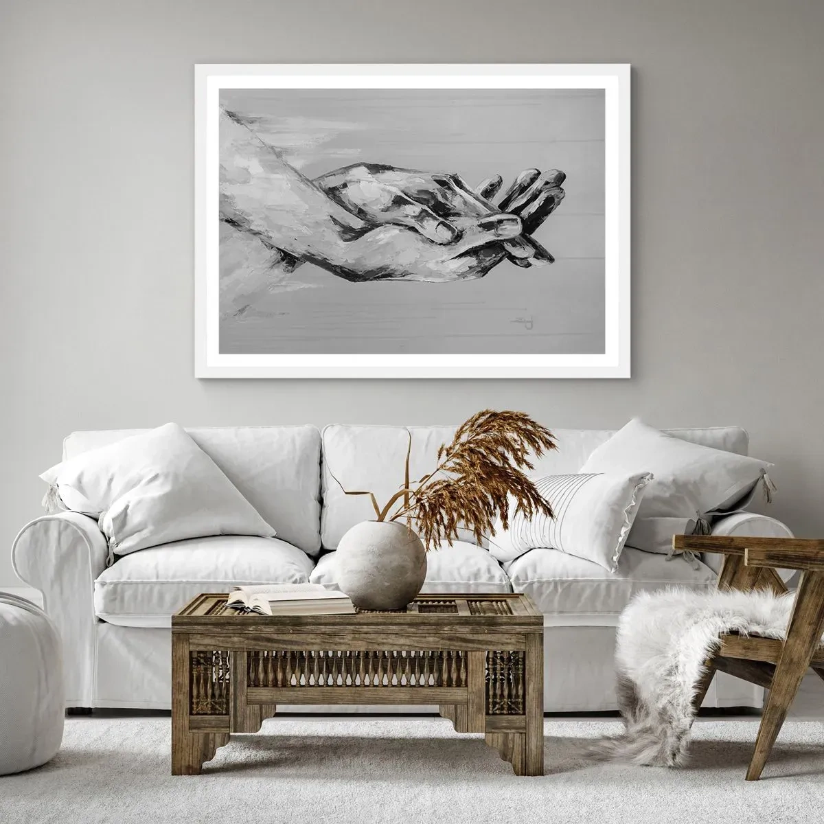 Affiche dans un cadre blanc - Poster - Début... - 91x61 cm