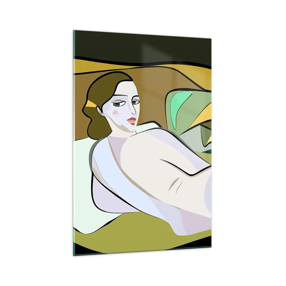 Impression sur verre - Image sur verre - Figure abstraite dans un style moderne - 70x100cm - Portrait intime - Décoration murale moderne pour le salon et la chambre ARTTOR