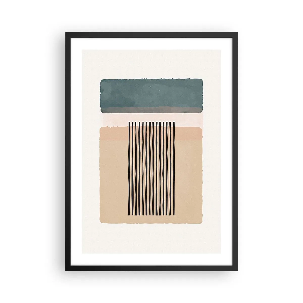 Affiche dans un cadre noir - Poster - Figures géométriques abstraites aux couleurs subtiles - 50x70cm - Tout est en ordre - Décoration murale moderne pour le salon et la chambre ARTTOR