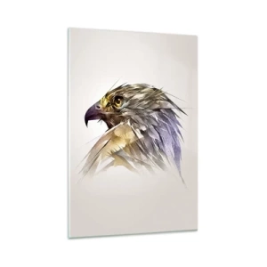 Impression sur verre - Image sur verre - Portrait artistique d'un aigle aux tons pastel - 80x120cm - Portrait d'un guerrier - Décoration murale moderne pour le salon et la chambre ARTTOR