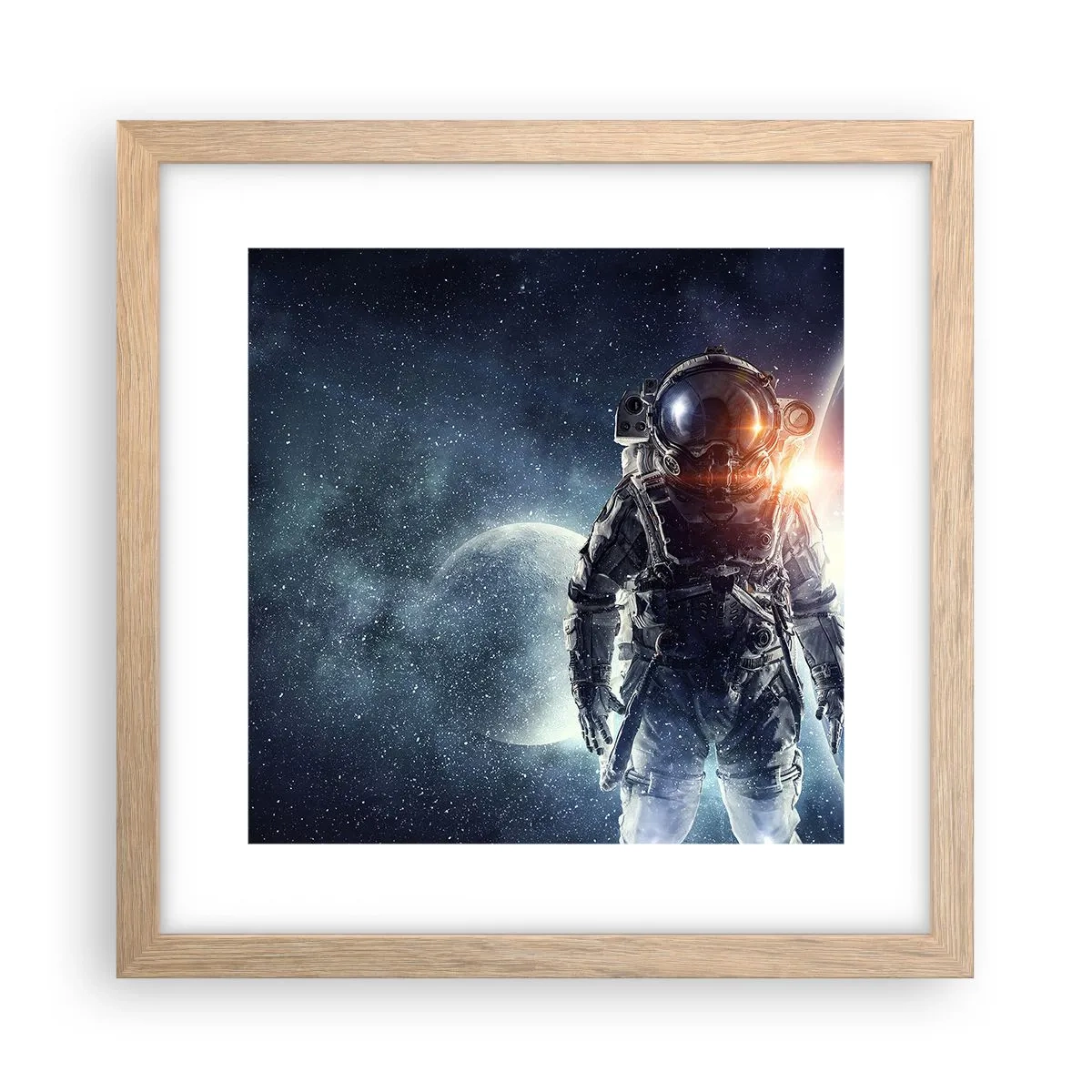 Affiche dans un chêne clair - Poster - Aventure spatiale - 30x30 cm
