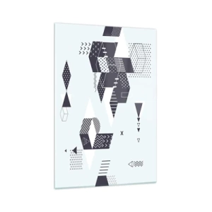 Impression sur verre - Image sur verre - Graphismes géométriques modernes dans des tons de blanc et de bleu marine - 70x100cm - Dans l'âme d'un mathématicien - Décoration murale moderne pour le salon et la chambre ARTTOR
