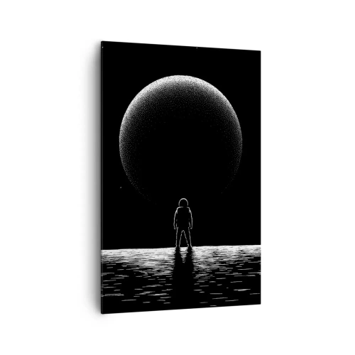 Impression sur toile - Image sur toile - Un astronaute avec en arrière-plan une grande planète dans l'espace - 80x120cm - Face à face - Décoration murale moderne pour le salon et la chambre ARTTOR