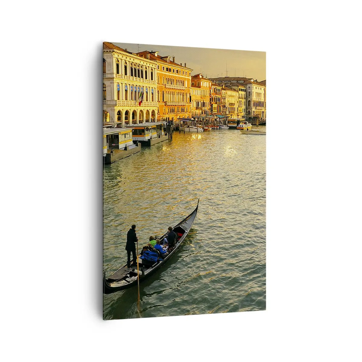 Impression sur toile - Image sur toile - Gondole sur un canal de Venise au coucher du soleil - 80x120cm - Du côté ensoleillé de la rue - Décoration murale moderne pour le salon et la chambre ARTTOR