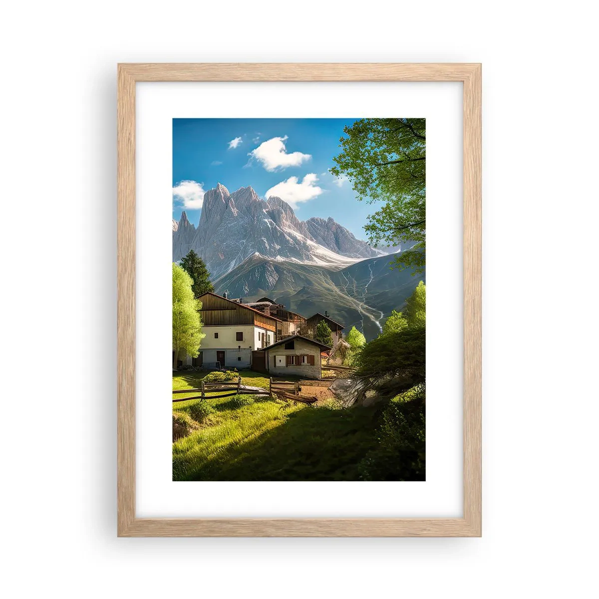 Affiche dans un chêne clair - Poster - Idylle alpine - 30x40 cm