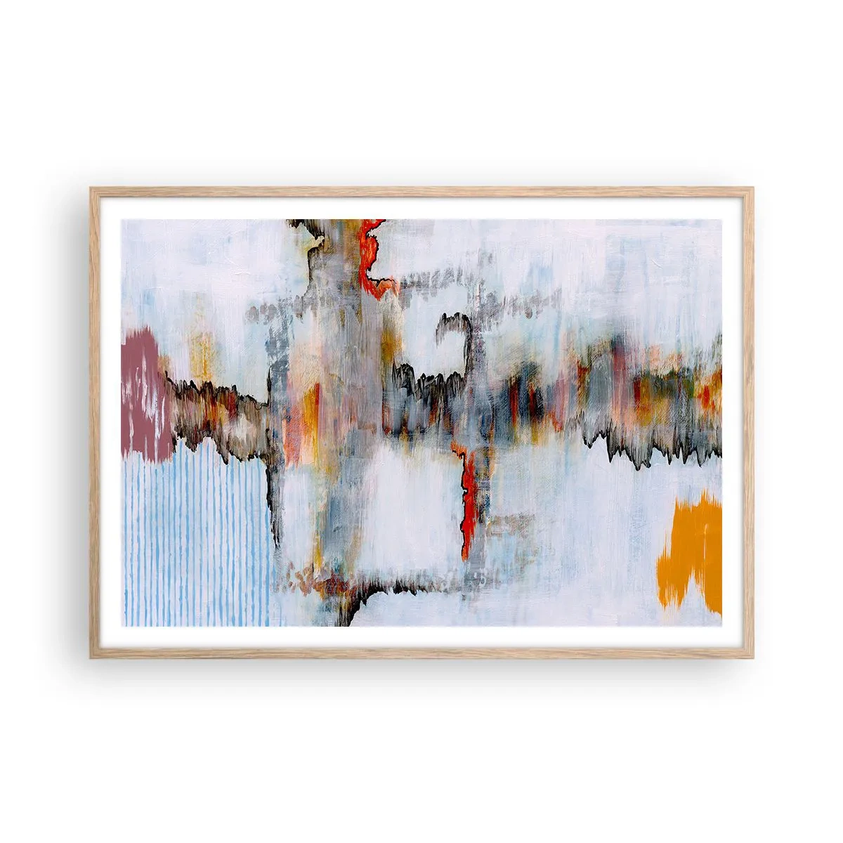 Affiche dans un chêne clair - Poster - Un bâton sur l'eau - 100x70 cm