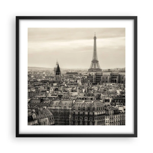 Affiche dans un cadre noir - Poster - Sur les toits de Paris - 50x50 cm