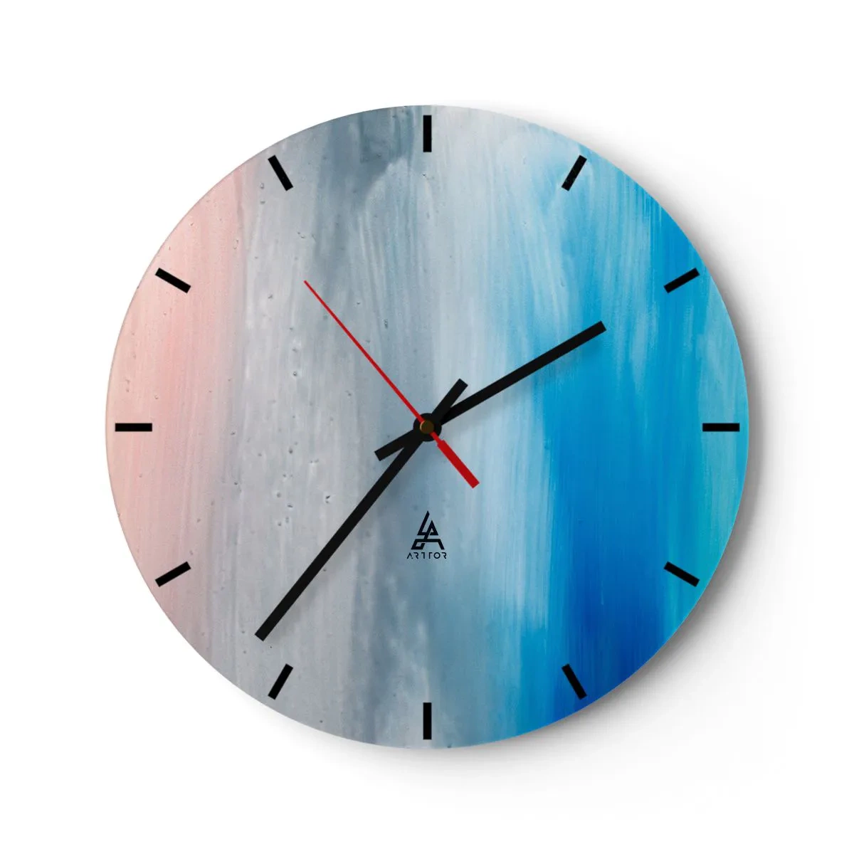 Horloge murale - Pendule murale - Les couleurs pastel passent du rose au gris jusqu'au bleu intense - 30x30cm - Éléments : air - Décoration murale moderne pour le salon, la cuisine et la chambre ARTTOR