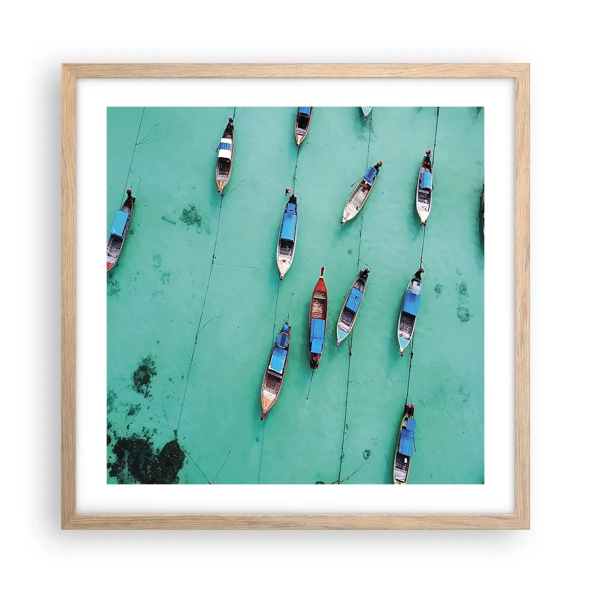 Affiche dans un chêne clair - Poster - Dans une attente jouyeuse - 50x50 cm