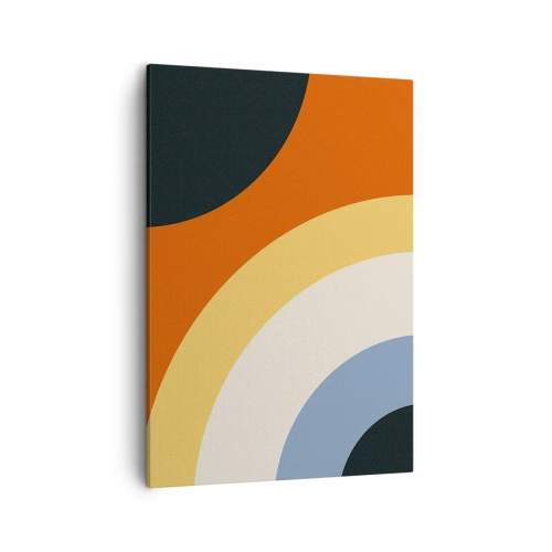 Impression sur toile - Image sur toile - Œuvre d'art abstraite avec des arcs colorés et des cercles contrastés - 50x70cm - Vers son soi - Décoration murale moderne pour le salon et la chambre ARTTOR