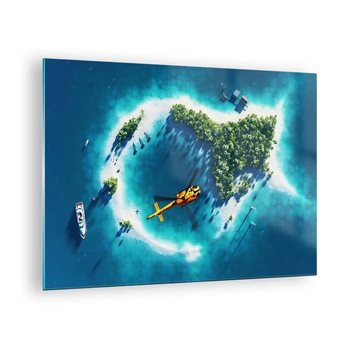 Impression sur verre - Image sur verre - Achetez-vous une île - 70x50cm - Achetez-vous une île - Décoration murale moderne pour le salon et la chambre ARTTOR