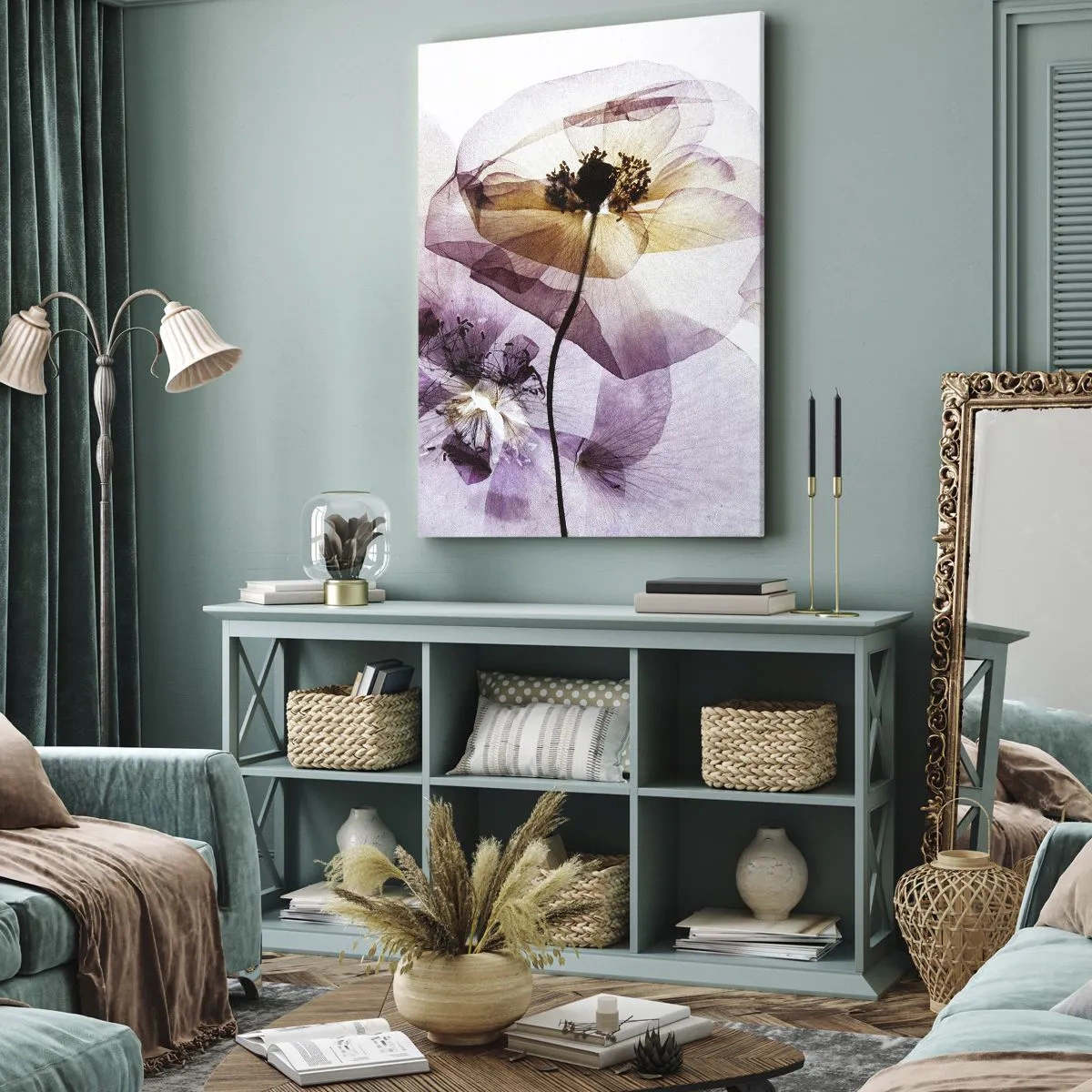 Impression sur toile - Image sur toile - Corps de fleurs transparente - 55x100 cm